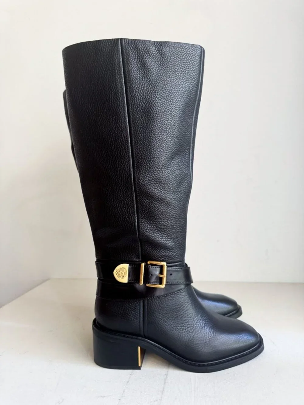 Vince Camuto  Gini Knee High Boots Black Leather 7 Wide Calf